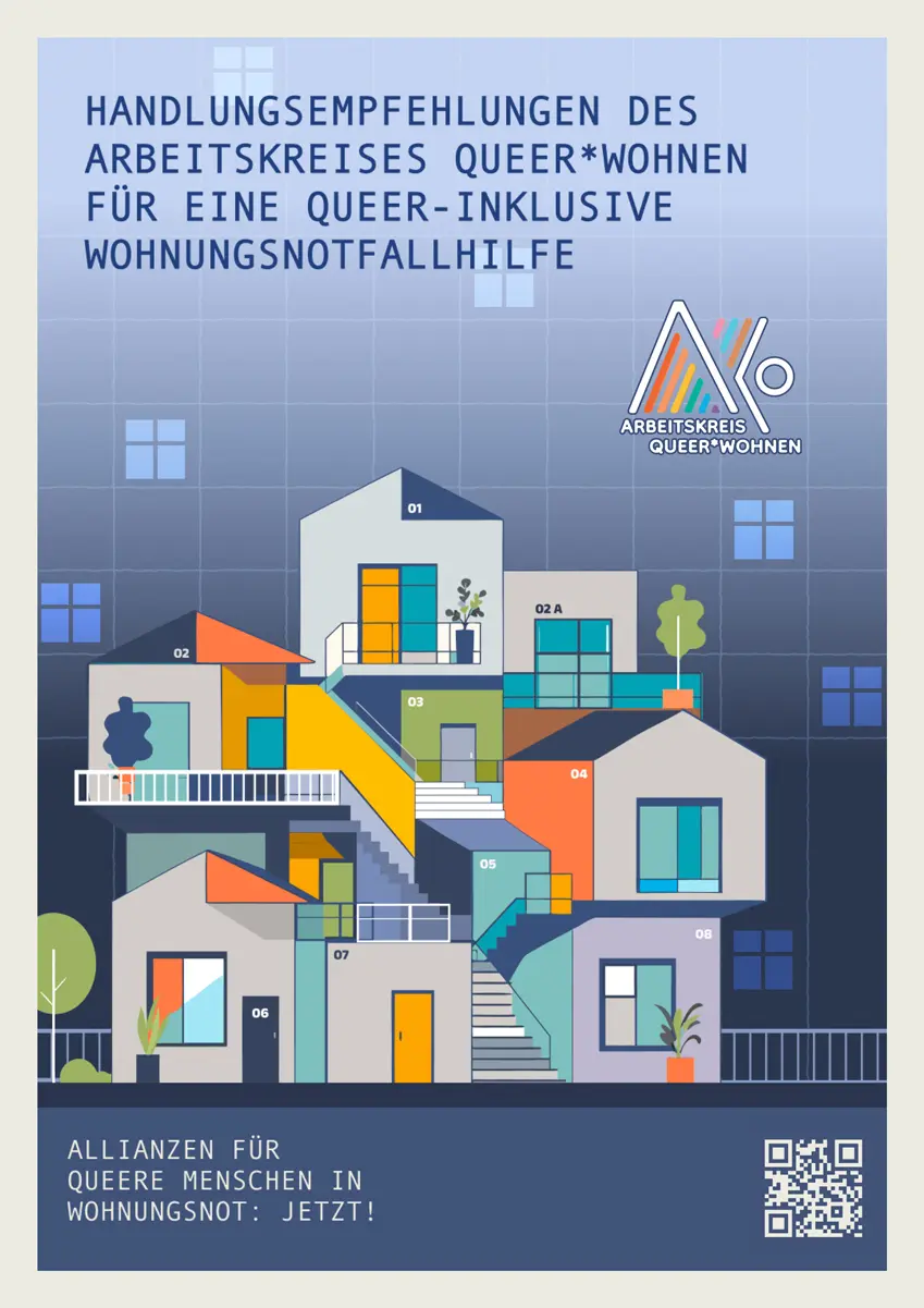 Titelbild Handlungsempfehlungen für eine queer-inklusive Wohnungsnotfallhilfe, Juli 2026 (web)